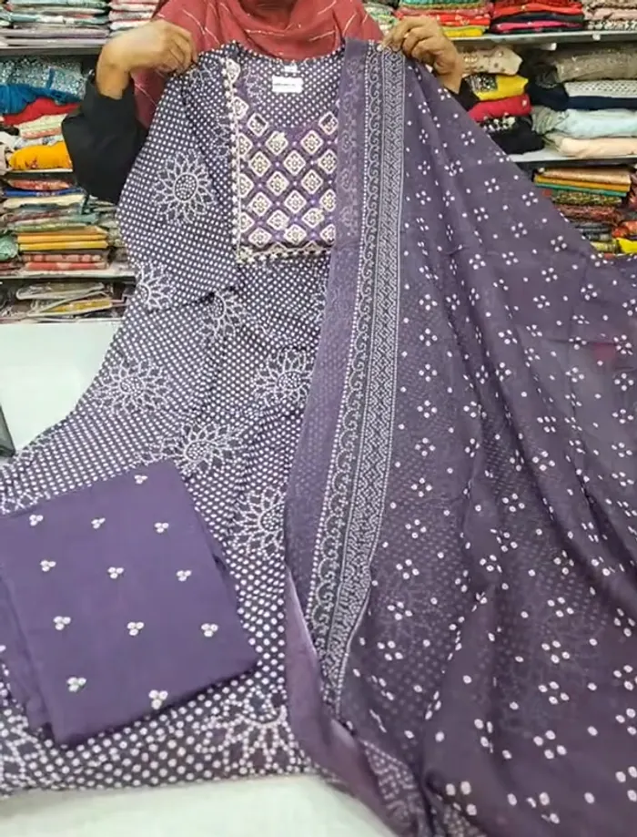 Premium 60/60 Cotton Top Bottom Dupatta Set | TS3145